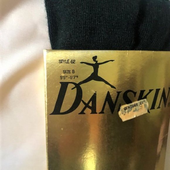Vintage Black Danskin Ribbed Orlon Tights - Picture 2 of 4